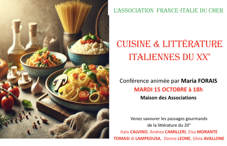 Conférence du 15 octobre 24 « cuisine et littérature Italiennes »